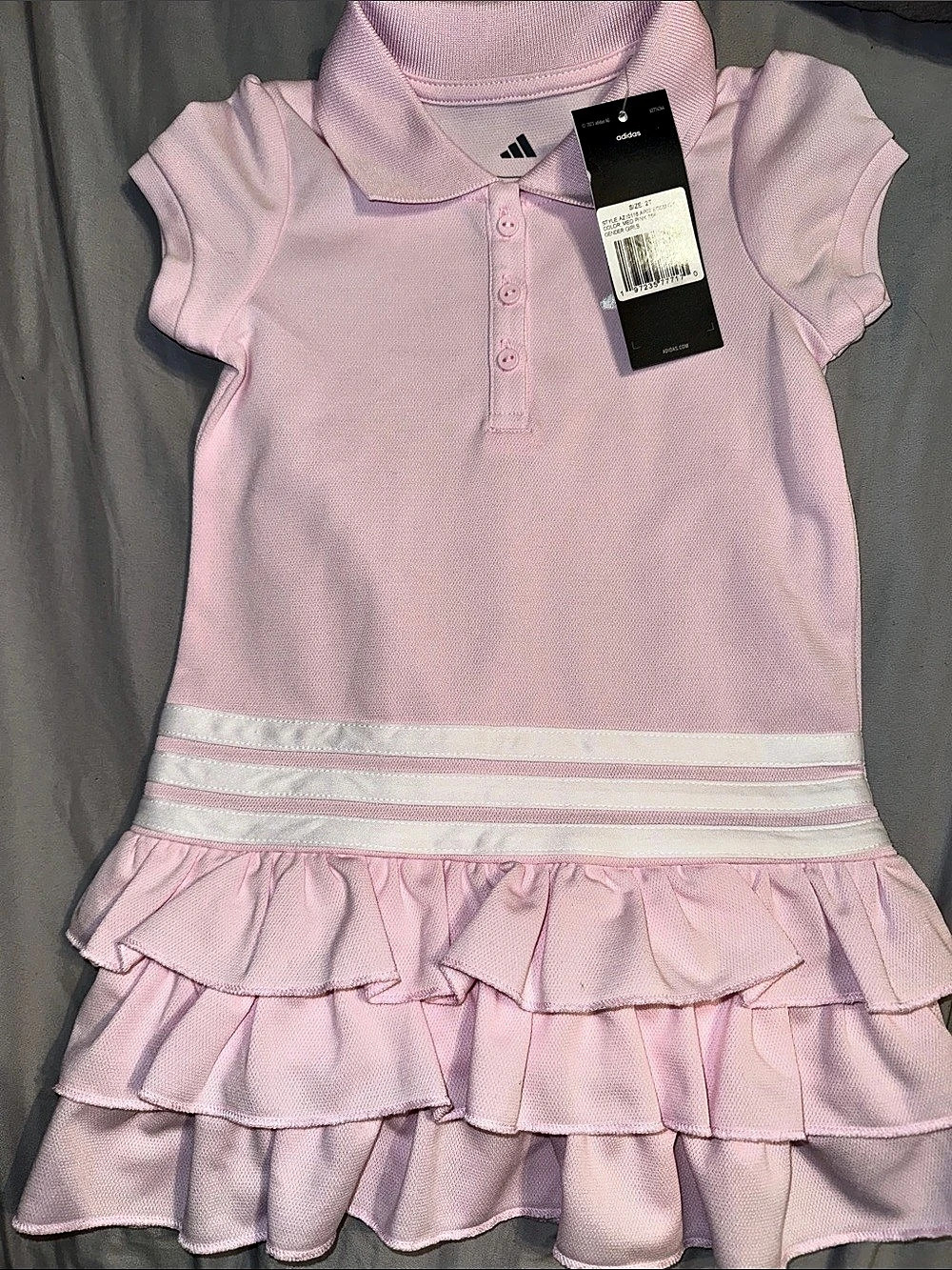 adidas Girls AOP EcoM Dress Pink & White Size 2T